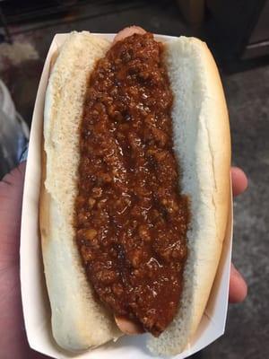 Half weiner with chili