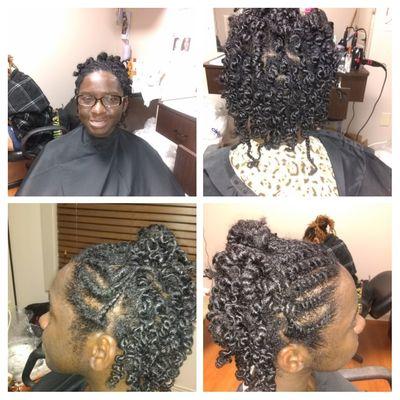 Two strand twists with curls