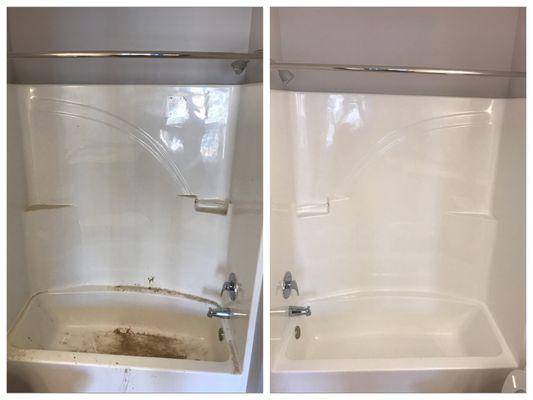 tub before and after cleaning