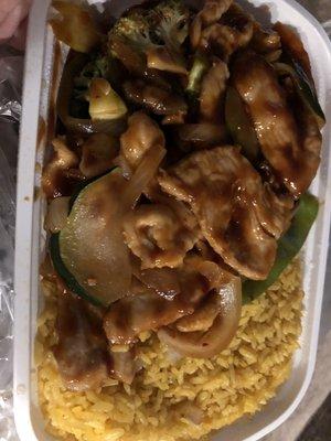 Szechuan Chicken and shrimp fried rice