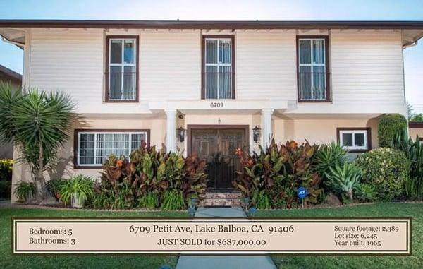 Sold for $687,000.00 ~ 6709 Petit Ave, Lake Balboa, CA 91406