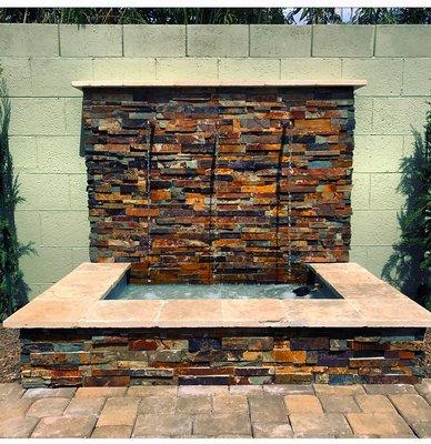 Water Feature Complete With California Gold Stone & Travertine Cap!