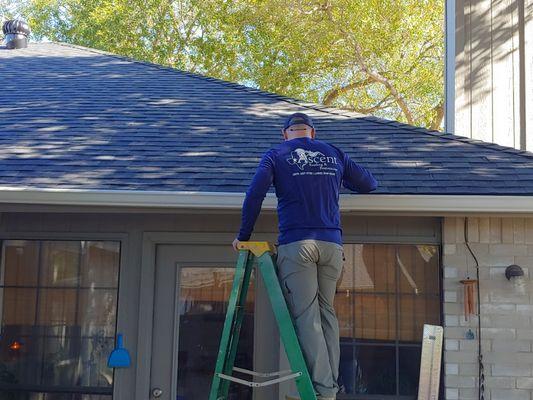 Painting a fascia and soffit repair in plano