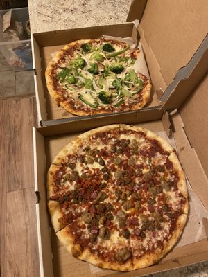 Small Veggie and Meat Lovers Pizza