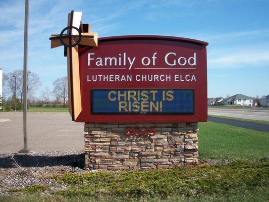 Family of God monument w/ Watchfire digital message center.