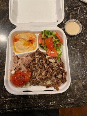 Beef shawarma plate with two sides