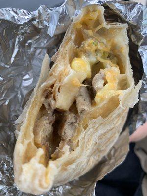 Sausage breakfast burrito