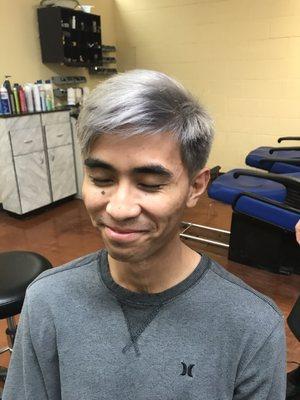 Silver metallic on Asian hair