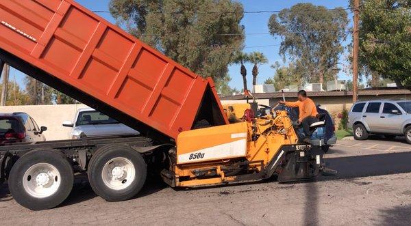 We are an asphalt paving company in Phoenix and this is a photo of us repairing a cracked parking lot.