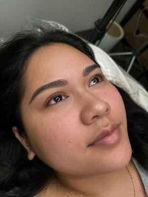 Nano brows immediately after procedure