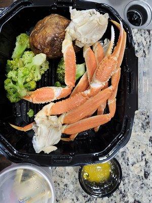 Crab legs, baked potatoes, Broccoli- Door Dash delivery