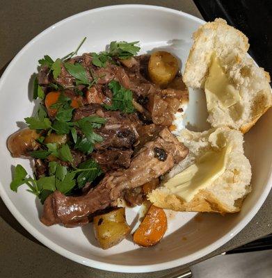 Rabbit stew, with baguette and butter. Rabbit courtesy of Don & Joe's. All other ingredients, also bought at Pike Place Market!