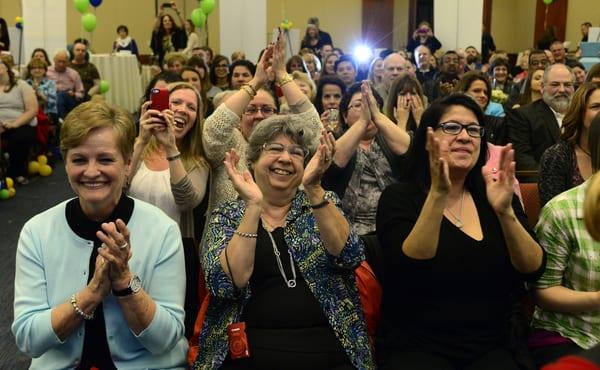 The crowd cheers on Daily Herald Fittest Loser contestants