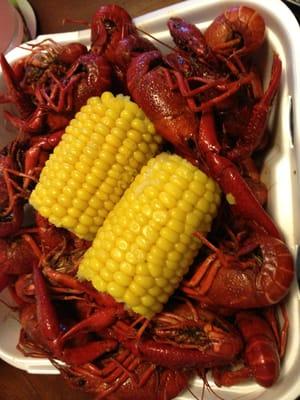 2 lbs of crawfish and 2 corn yummy