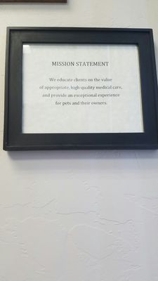 Mission statement on their walls