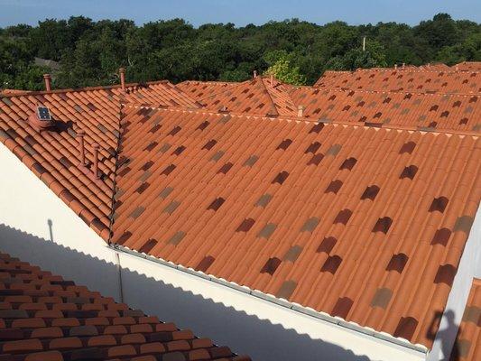 Clay tile roof we repaired in Fort Worth, TX