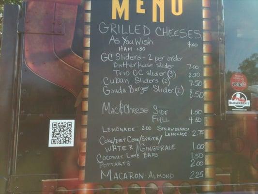 Menu from tonight's (8/4/11) food truck event in Apopka.