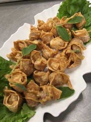 Potato and Cheese Won Tons with Honey Mustard