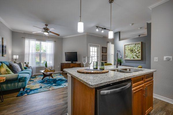 Dallas White countertop with brown or grey cabinets? Both look phenomenal