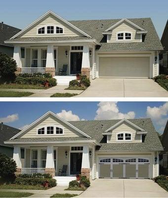 Before & after new garage door installation