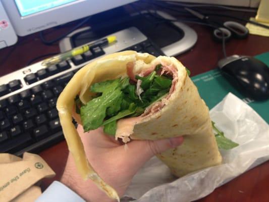 Eating their flatbread from the comfort of my desk