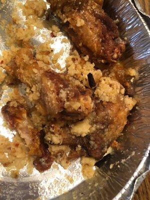 Garlic parm wings, dry old and chewy