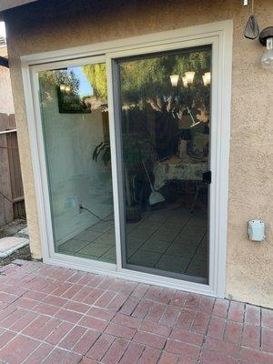 Milgard Trinsic patio door in tan.  Double-pane, double strength gas with 3 coats of Low-E.  Santa Maria CA