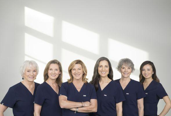 L to R: Rebecca Sprague, NP-C., Susan Silva, M.D., Suzanne Kilmer, M.D., Vera Chotzen, M.D., Marla McClaren, M.D., Anne Zhuang, M.D.