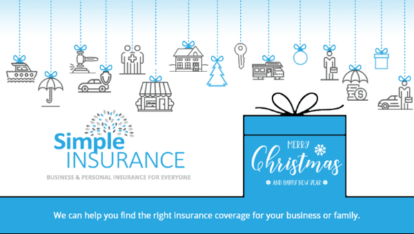 Merry Christmas and Happy Holidays from Simple Insurance. Contact us for all your business and personal insurance needs.