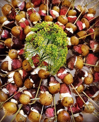 Steak & potato skewer, our cocktail party fare