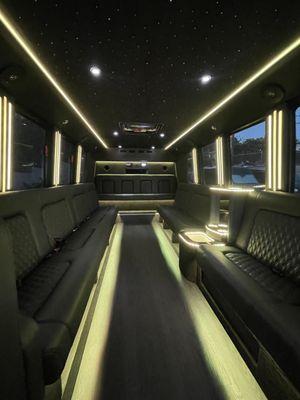 14 - 18 Passenger Luxury Party Limo Bus Interior