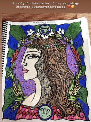 The astrology workbook has beautiful art to color from artist Lydia Hess