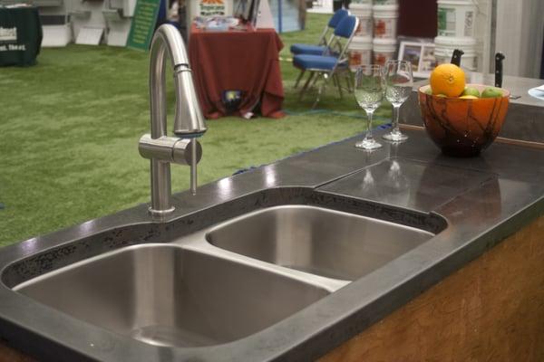 Concrete Countertop with an undermount stainless steel sink