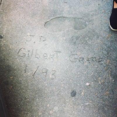 Johnny Depps foot print when he was doing the movie Whats Eating Gilbert Grape