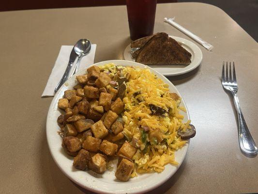 Texas Scramble with breakfast potatoes