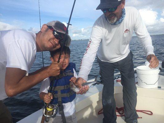 Dylan's first catch was a snapper