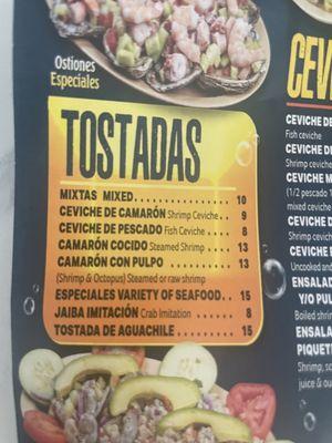 Lizette tries to make her own prices $15+tax for an individual tostada it says $9 on the menu