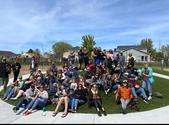 Forty-eight dogs from Boise Dachshund Lovers gathered at the dog park for a spring gathering.