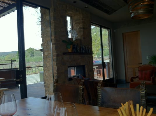 Tasting room fireplace