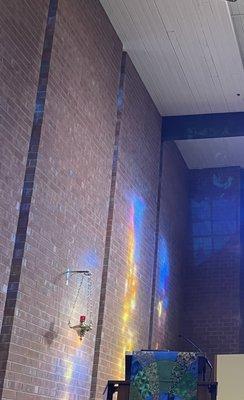 Light from the stain glass windows