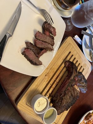 Porterhouse -- dinner for two, came with two starters, and a shareable dessert.