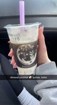 Almond coconut, lychee boba