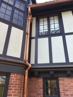 Copper Leader and Downspouts