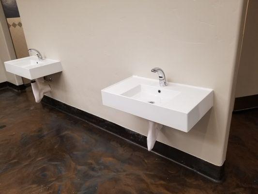 Touchless hand wash sinks for incoming students at the Calvary Chapel Bible College.