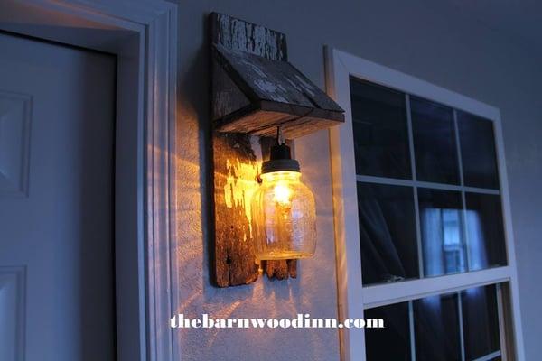 Just one of the BarnwooD sconces that decorate the 8 room hallway.