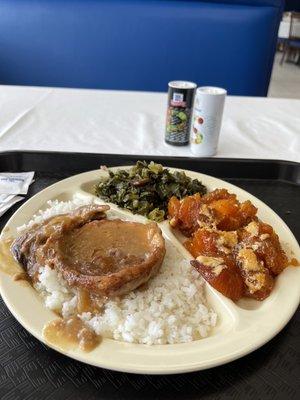 smothered pork chop plate.