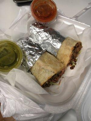 Steak burrito: one size. About regular size. Not too small but not super large either