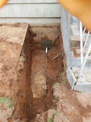 3/4" Copper water line repair through the foundation.