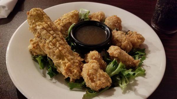 Python Bites appetizer with 2 fried pickle halves