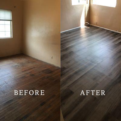 Vinly flooring bedroom in Lynwood, CA